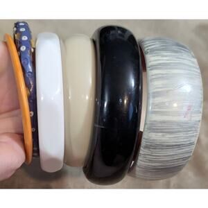 Chunky Lot 6 Vintage PLastic Bangles Variety‎ Styles Colors Bracelets Thick Wide